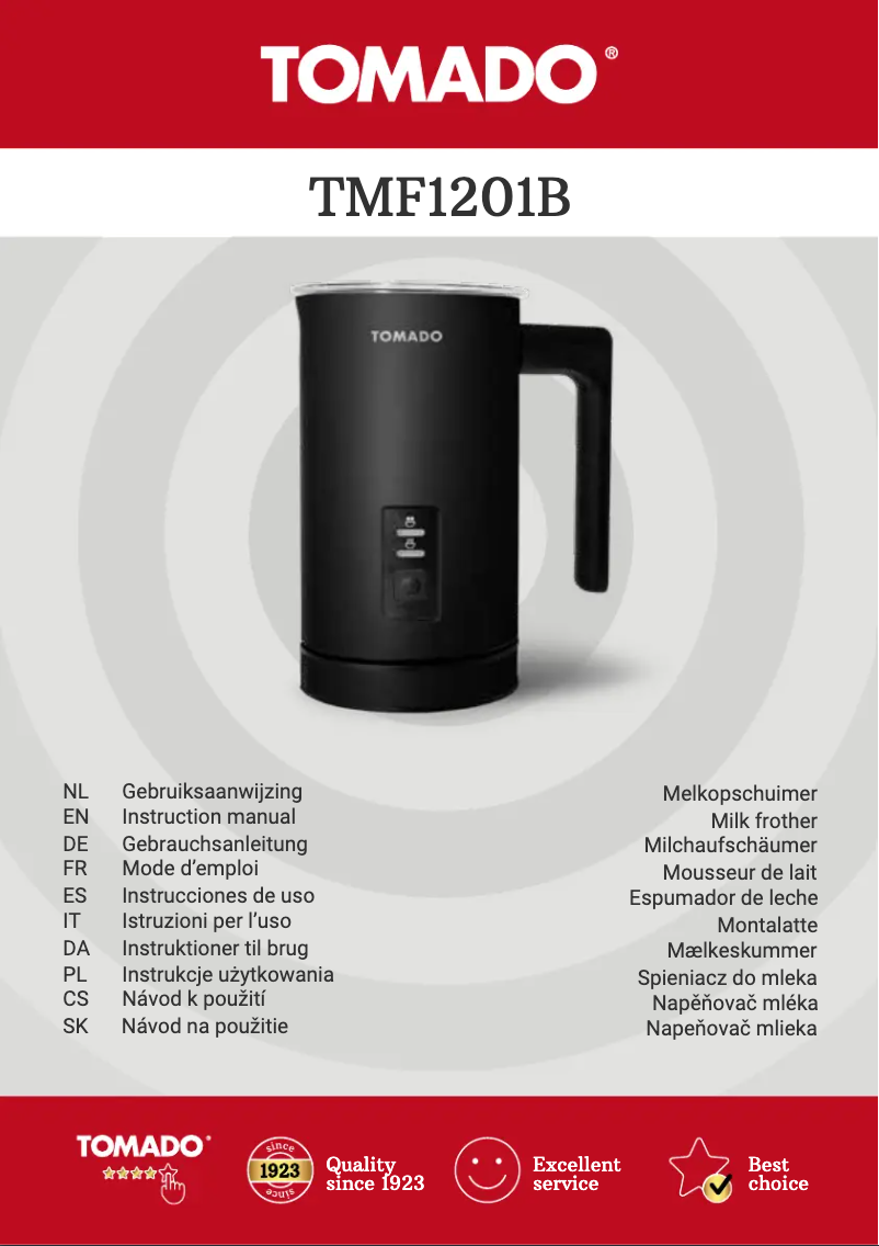 Page 1 de la notice Manuel utilisateur Tomado TMF1201B