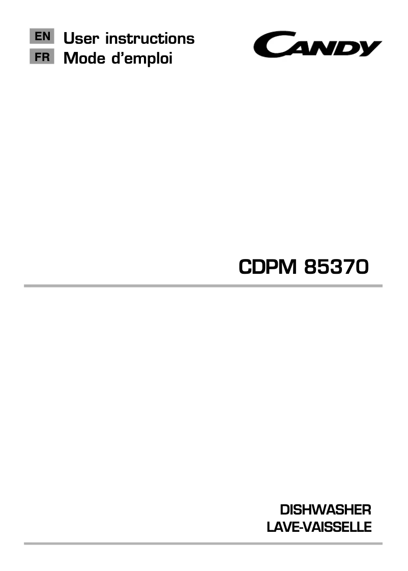 Page n°1 - Manuel utilisateur Candy CDPM 85370