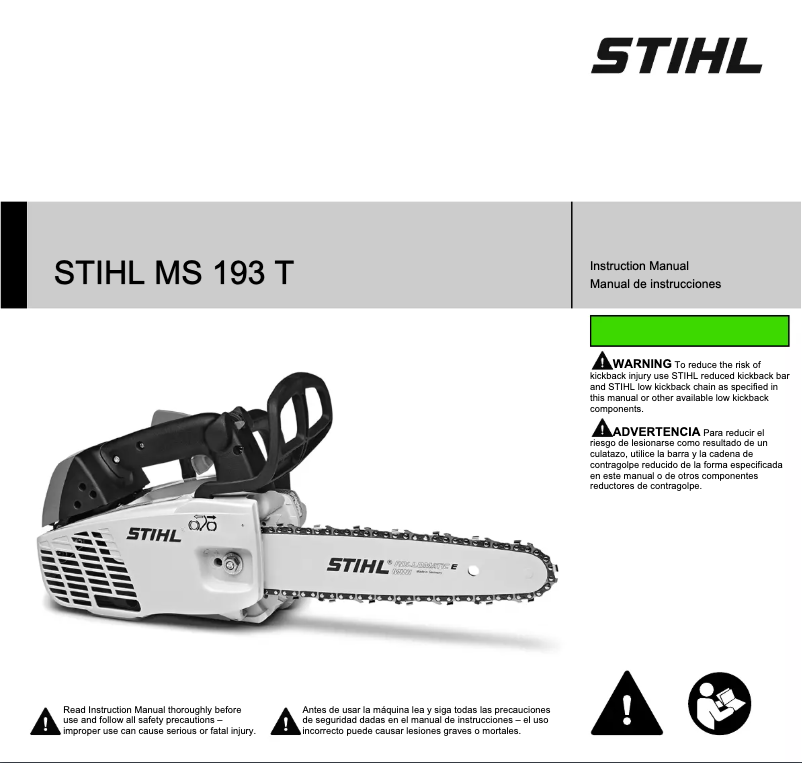 Page n°1 - Manuel utilisateur Stihl MS 193 T