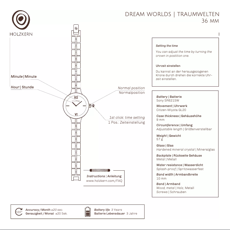 Page 1 de la notice Manuel utilisateur Holzkern Klartraum