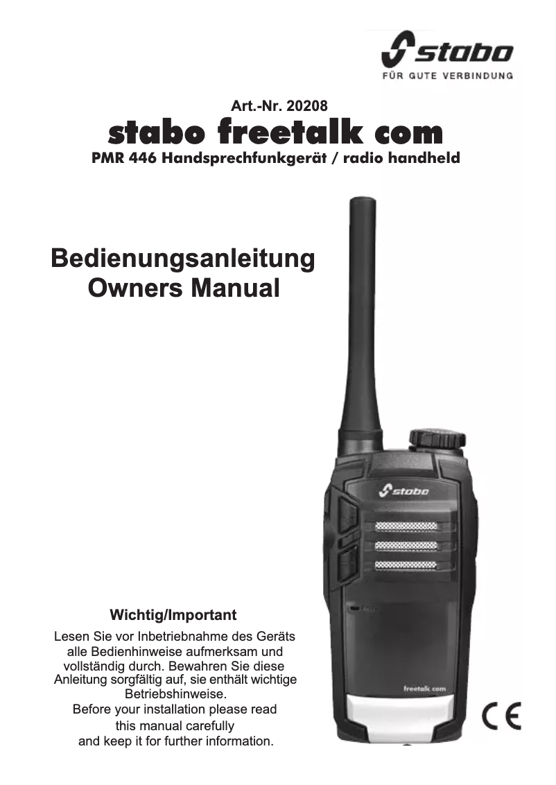 Página 1 del manual Manual de usuario Stabo Freetalk com PMR 446