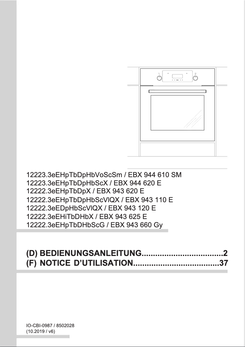 Page n°1 - Manuel utilisateur Amica EBX 943 660 Gy