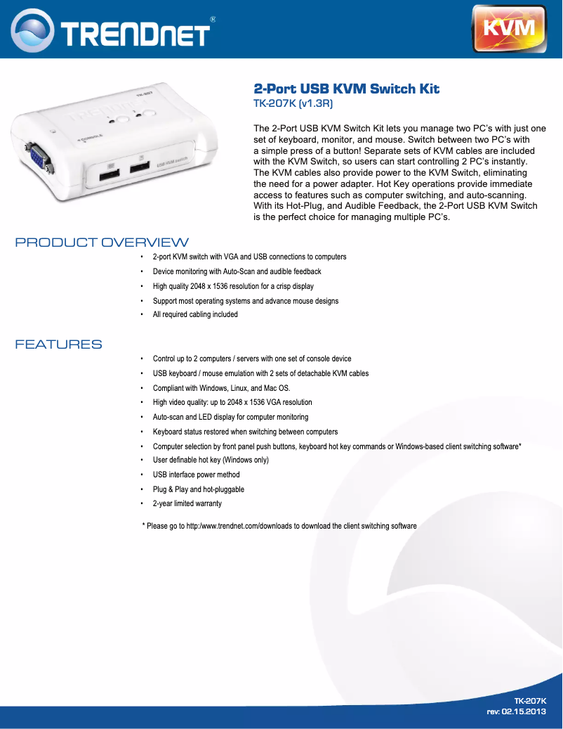 Page n°1 - Brochure TRENDnet TK-207K