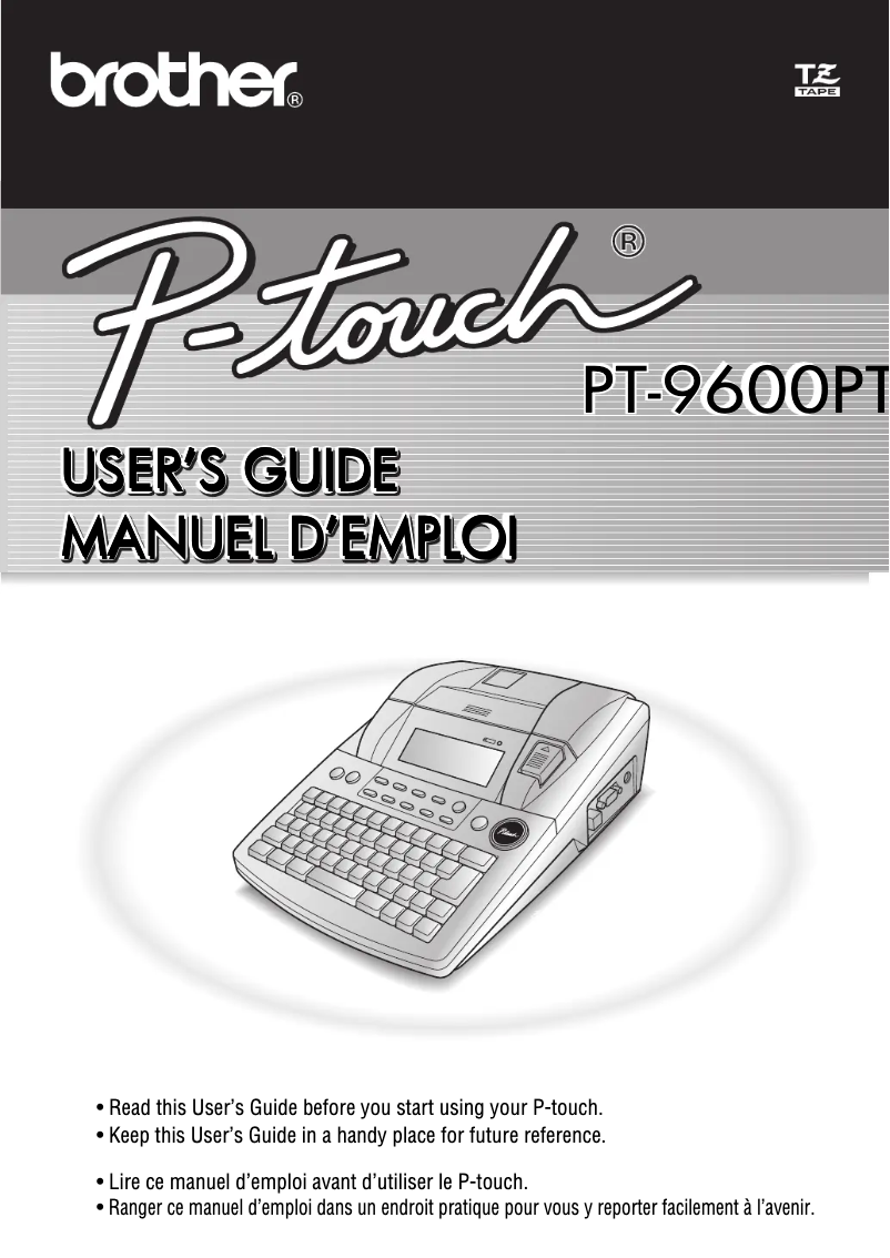 Image de la première page du manuel de l'appareil P-touch PT-9600