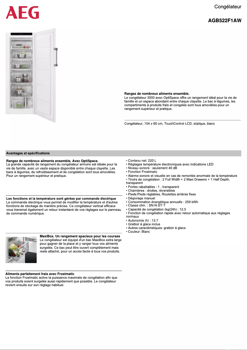 Página 1 del manual Ficha técnica AEG AGB522F1AW