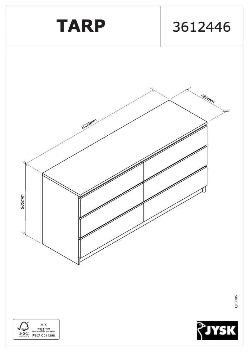 Page n°1 - Manuel utilisateur JYSK Tarp (160x78x48)