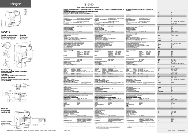 Page n°1 - Instructions / montage Hager ECA301C