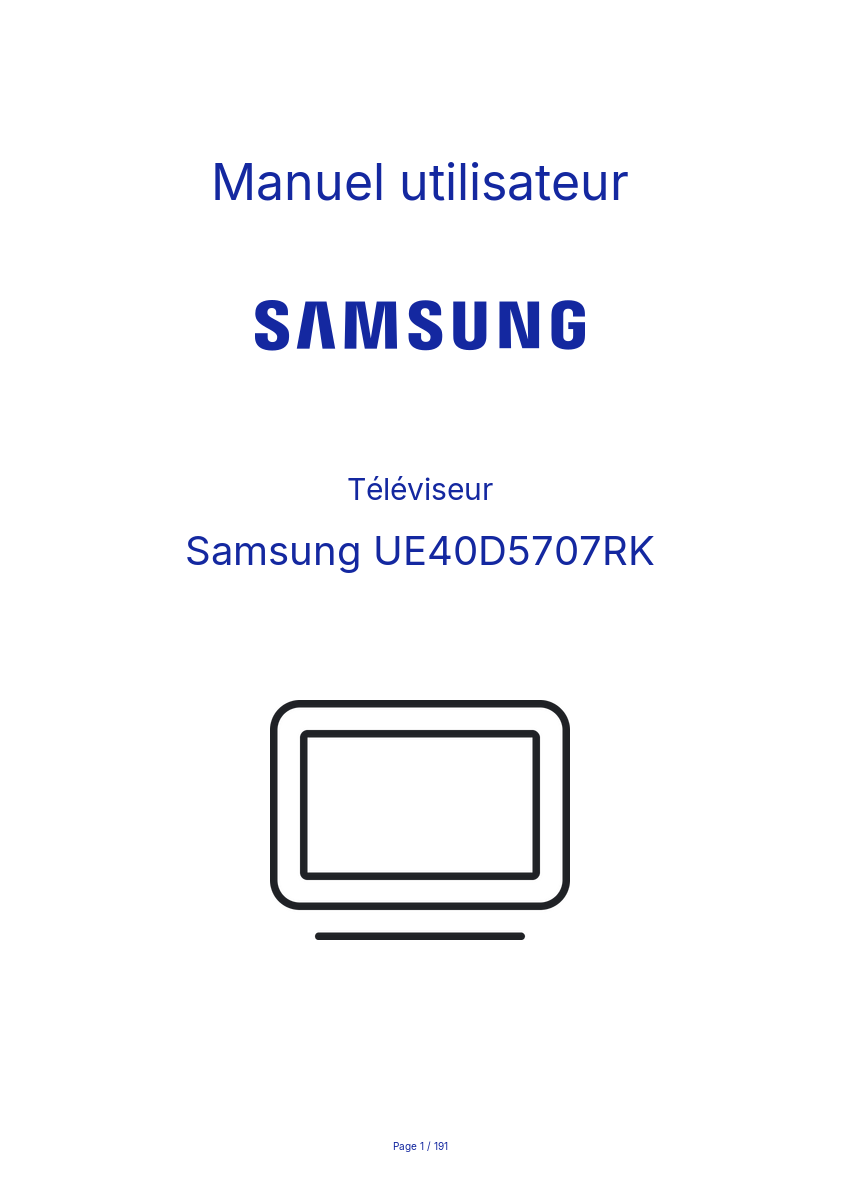 Image de la première page du manuel de l'appareil UE40D5707RK