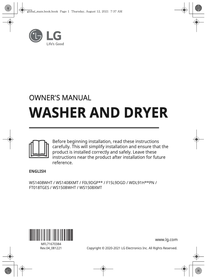 Image de la première page du manuel de l'appareil WS1508WHT