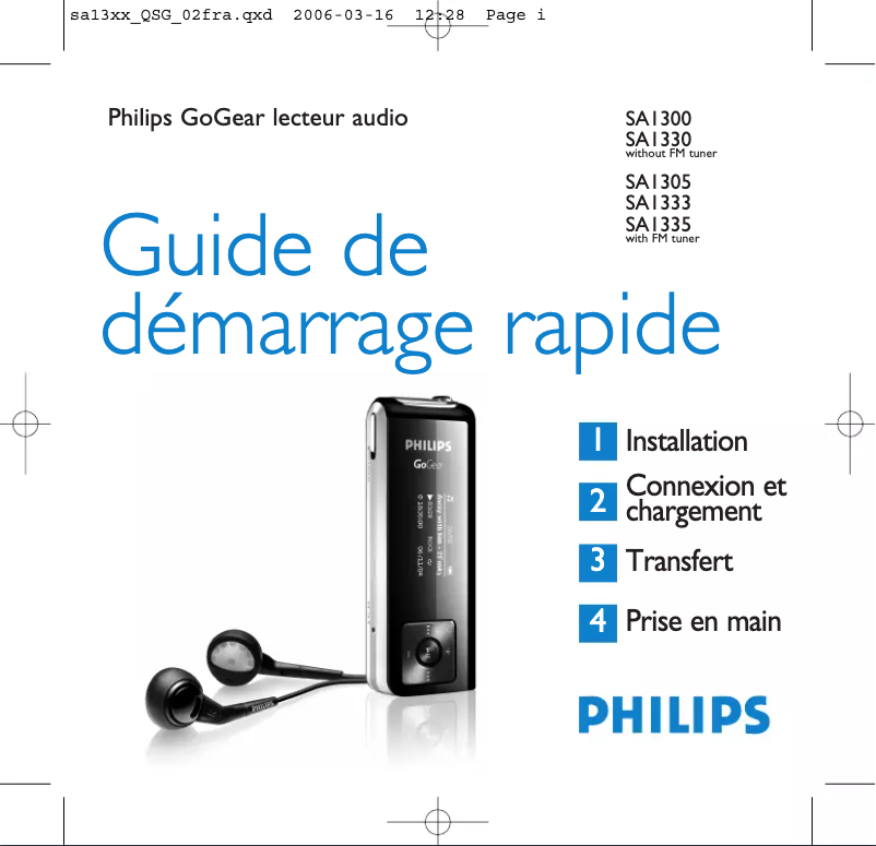 Page n°1 - Guide de démarrage rapide Philips GoGear SA1335
