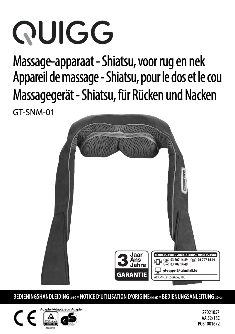 Page 1 de la notice Manuel utilisateur Quigg GT-SNM-01