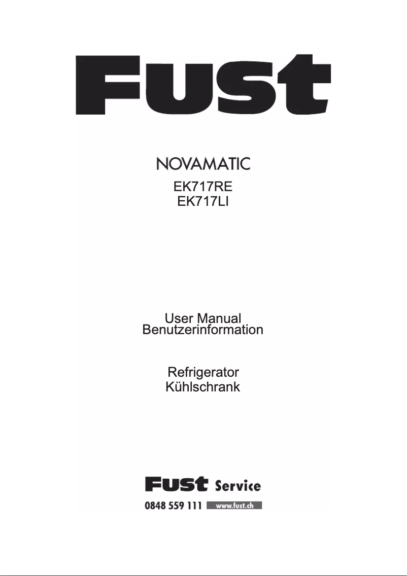 Page n°1 - Manuel utilisateur Novamatic EK 717LI