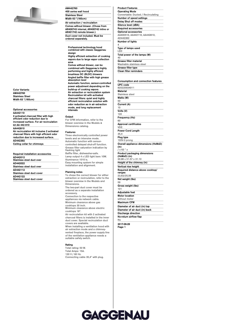 Image de la première page du manuel de l'appareil AW 442 760