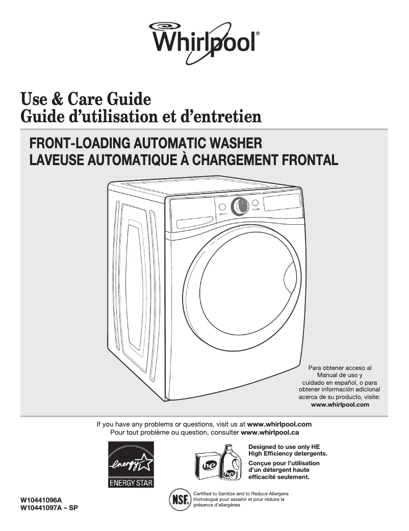 Página 1 del manual Manual de usuario Whirlpool W10441096A