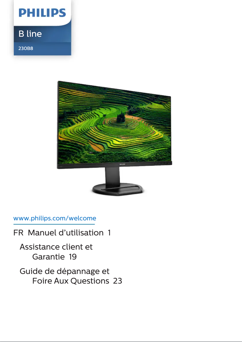 Page 1 de la notice Manuel utilisateur Philips 230B8QJEB