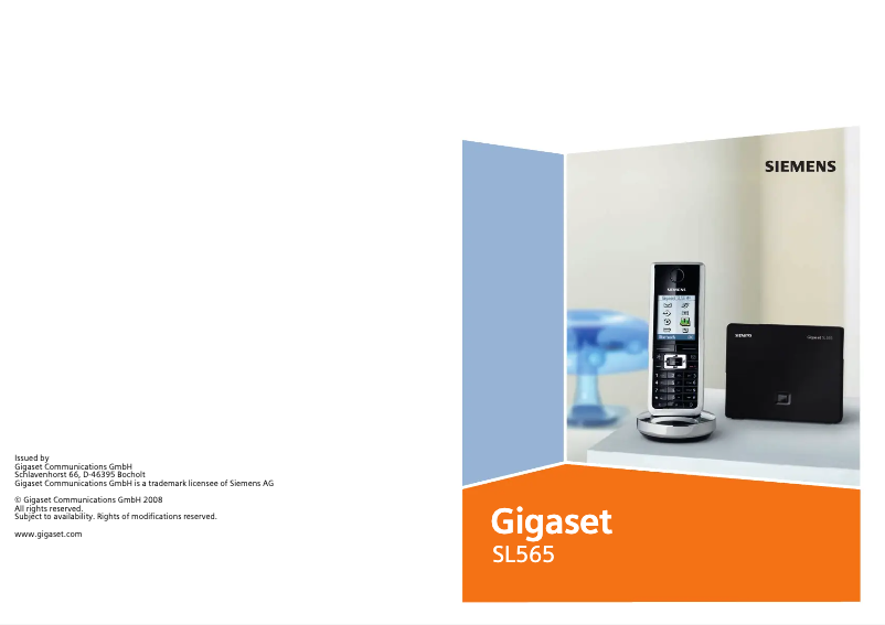 Página 1 del manual Manual de usuario Siemens Gigaset SL565