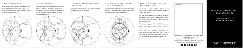 Page 1 de la notice Manuel utilisateur PAUL HEWITT Onda