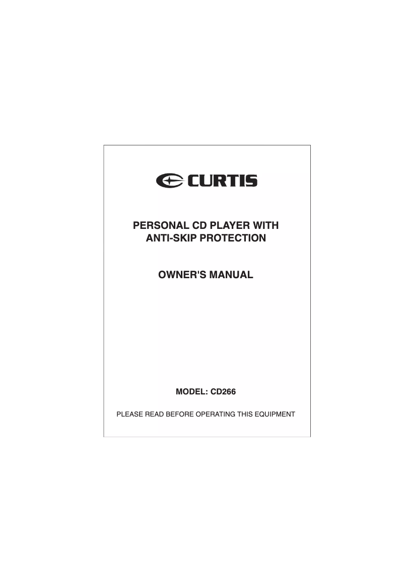 Page n°1 - Manuel utilisateur Curtis CD266