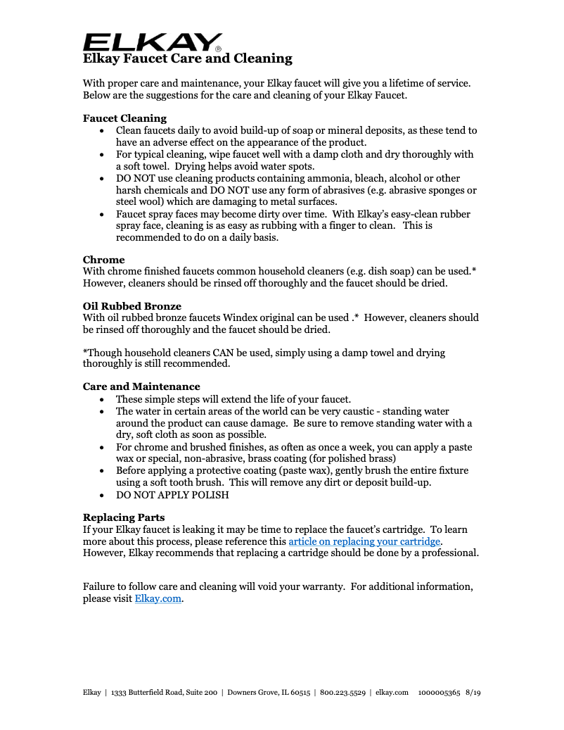 Página 1 del manual Manual de uso y mantenimiento Elkay LK2500CR