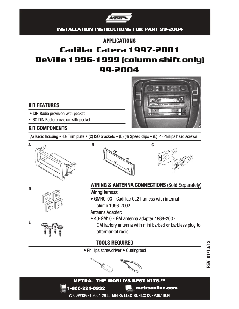 Page n°1 - Manuel utilisateur Metra 99-2004