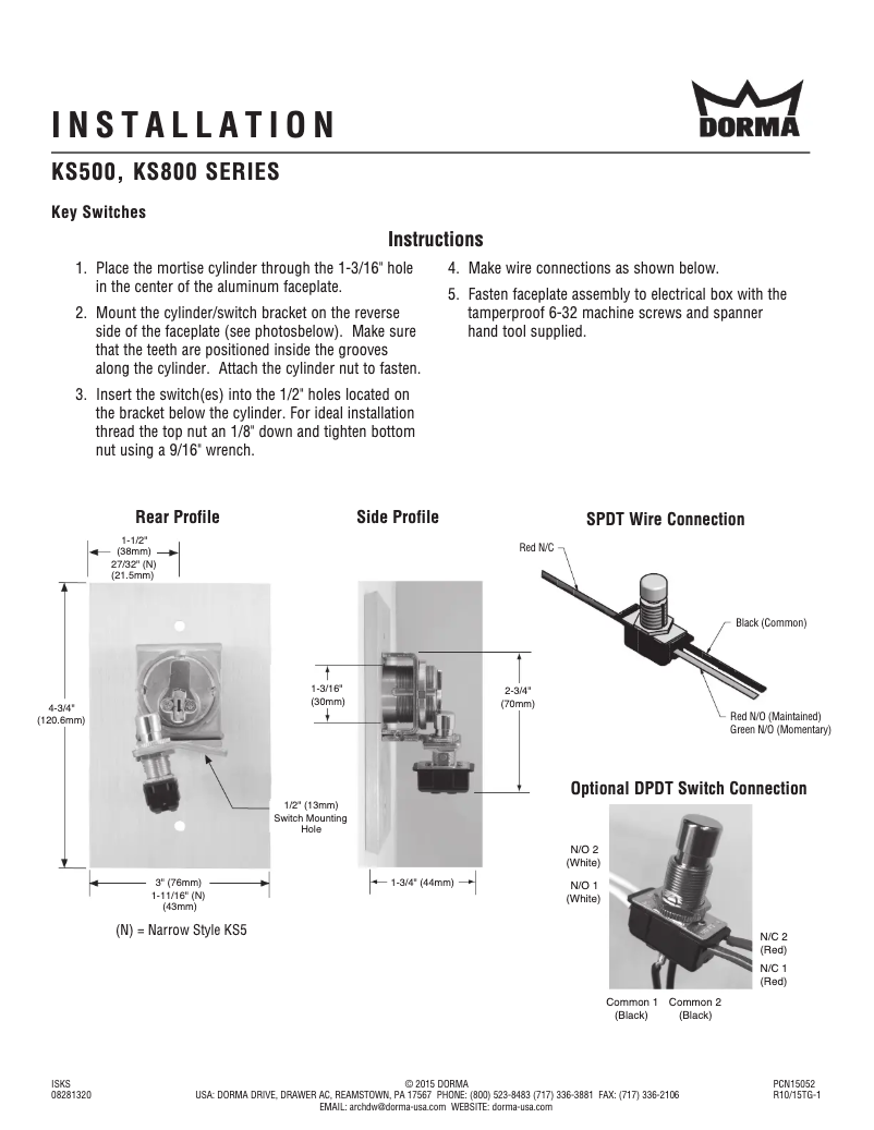 Page 1 de la notice Manuel utilisateur Dormakaba KS800
