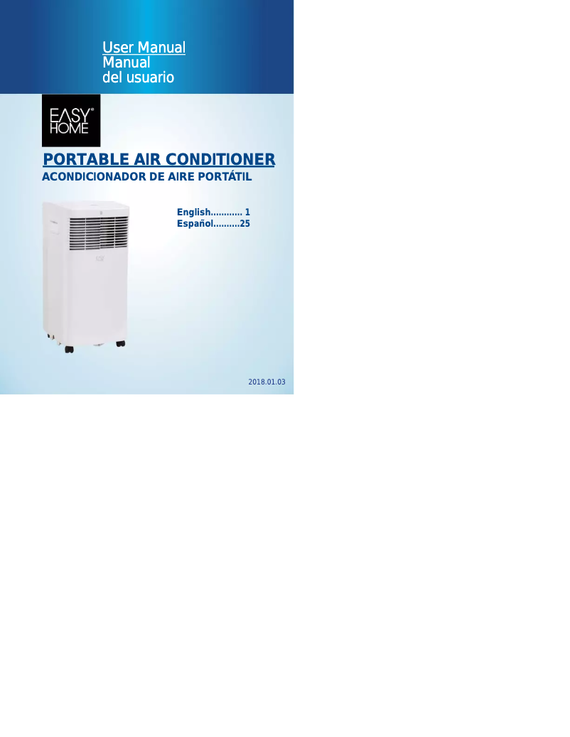 Page n°1 - Manuel utilisateur Easy Home 8000 BTU EPA080BAUW