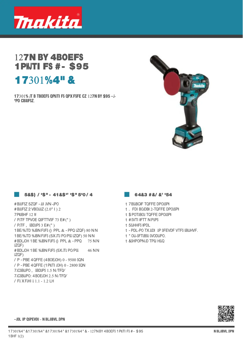 Page 1 de la notice Fiche technique Makita PV301DSAE