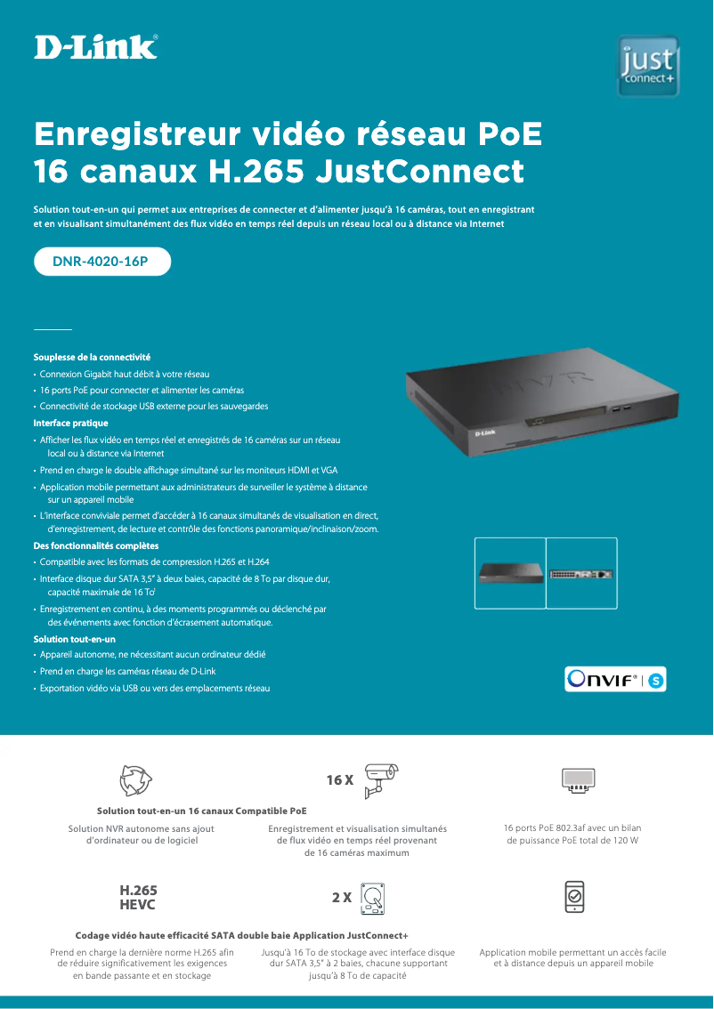Page 1 de la notice Fiche technique D-Link DNR-4020-16P