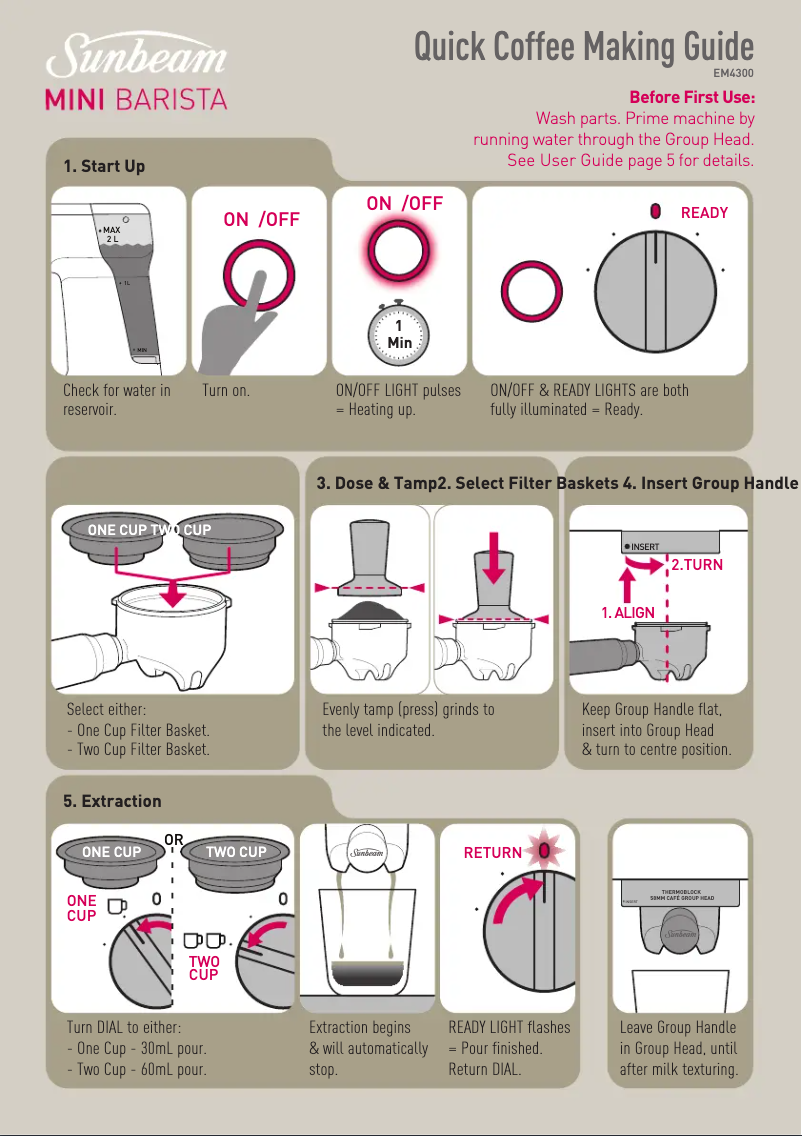 Page 1 de la notice Manuel utilisateur Sunbeam Mini Barista EM4300