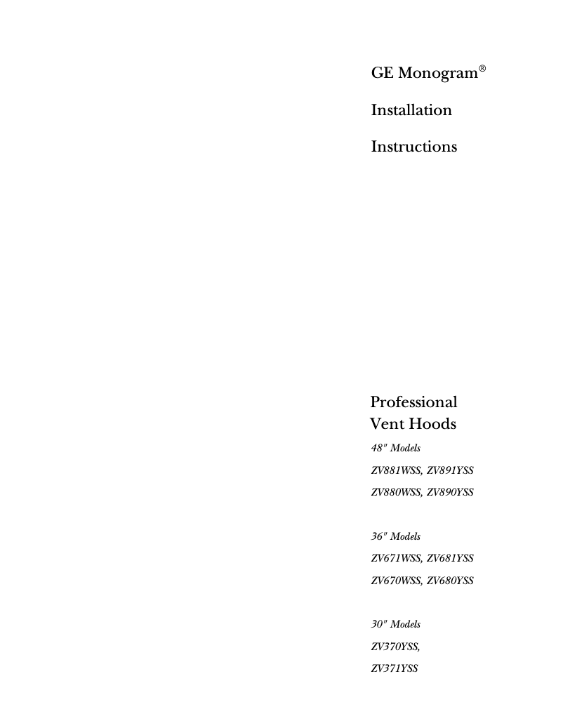 Page 1 de la notice Manuel utilisateur GE ZX12DC38YSS