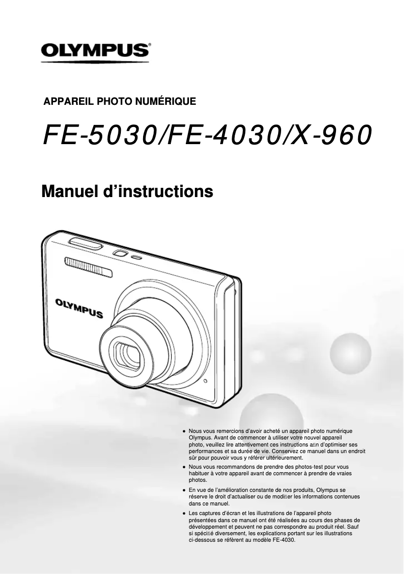 Image de la première page du manuel de l'appareil X‑960