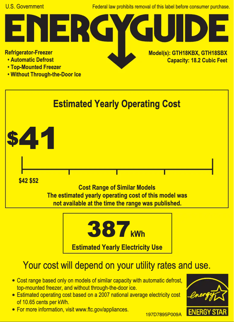 Image de la première page du manuel de l'appareil GTH18KBXWW