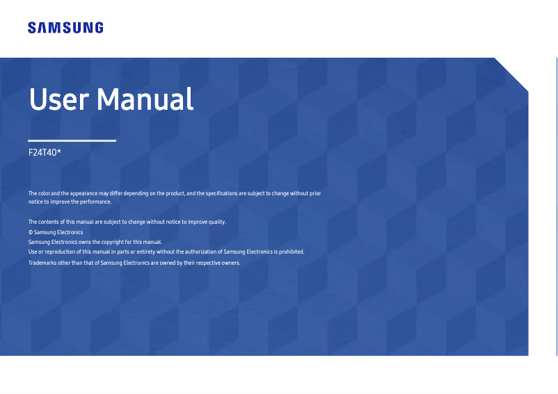 Page 1 de la notice Manuel utilisateur Samsung F24T400FHN