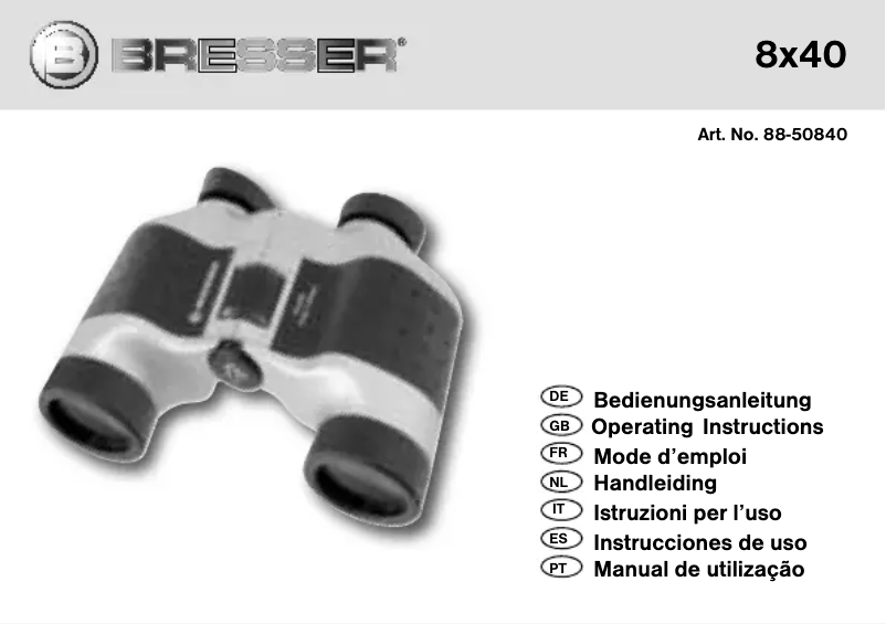 Page n°1 - Manuel utilisateur Bresser Junior 8X40