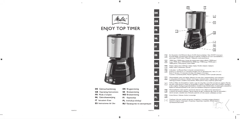 Page 1 de la notice Manuel utilisateur Melitta ENJOY Top Timer