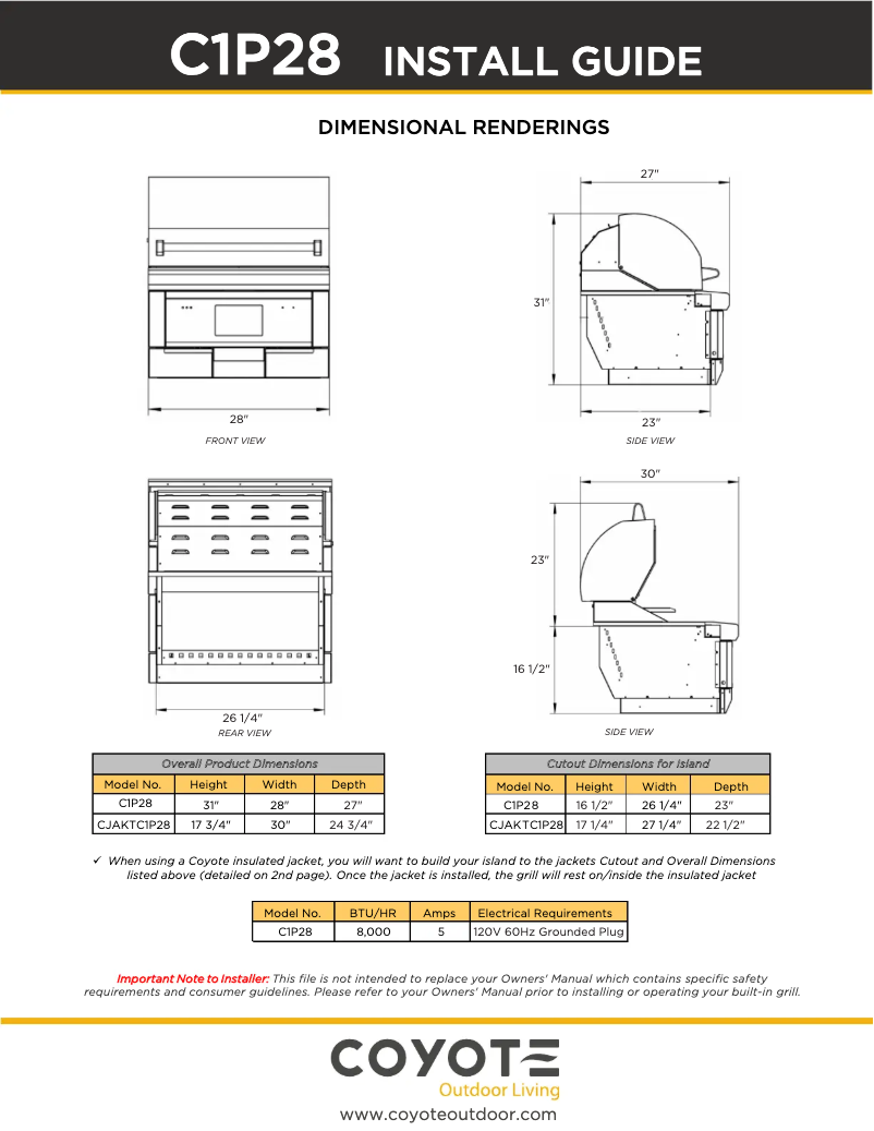 Page 1 de la notice Guide d'installation Coyote C1P28
