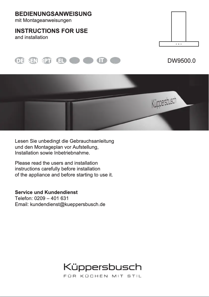 Image de la première page du manuel de l'appareil DW9500.0W