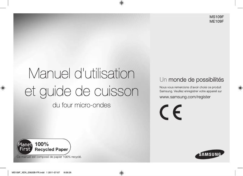 Page 1 de la notice Manuel utilisateur Samsung ME109F