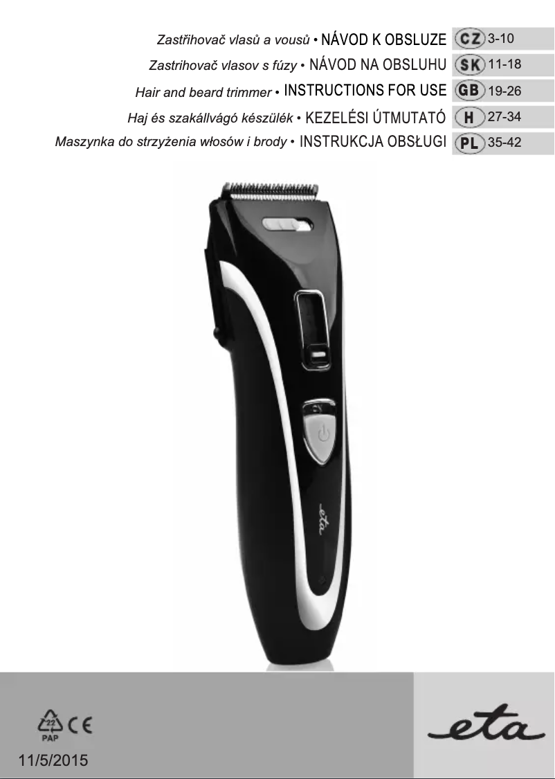 Page 1 de la notice Manuel utilisateur Eta 4342 90000