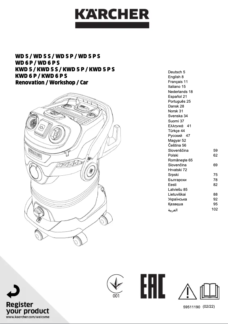 Page n°1 - Manuel utilisateur Kärcher WD 6 P S V-30/8/22/T Renovation