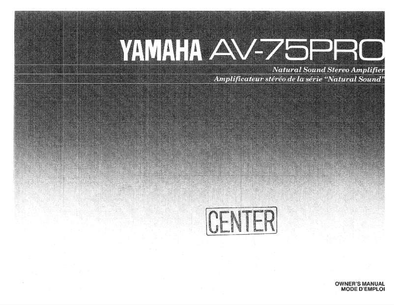 Page 1 de la notice Manuel utilisateur Yamaha AV-75PRO