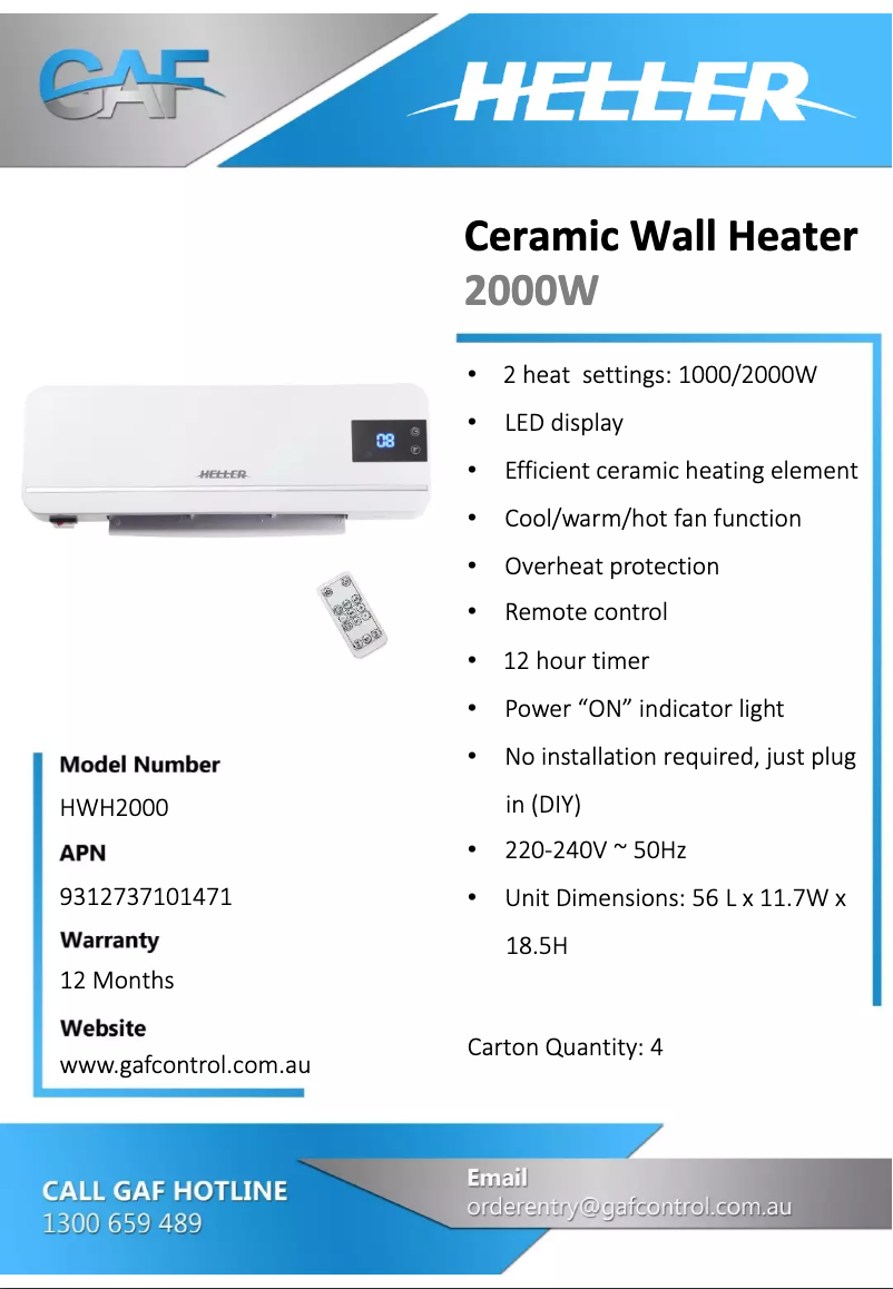 Page n°1 - Manuel utilisateur Heller HWH2000