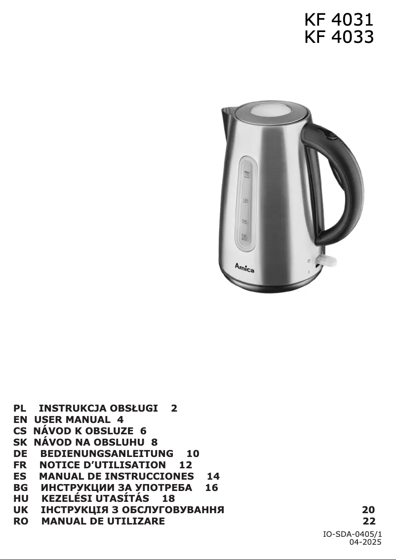 Page 1 de la notice Manuel utilisateur Amica KF 4033