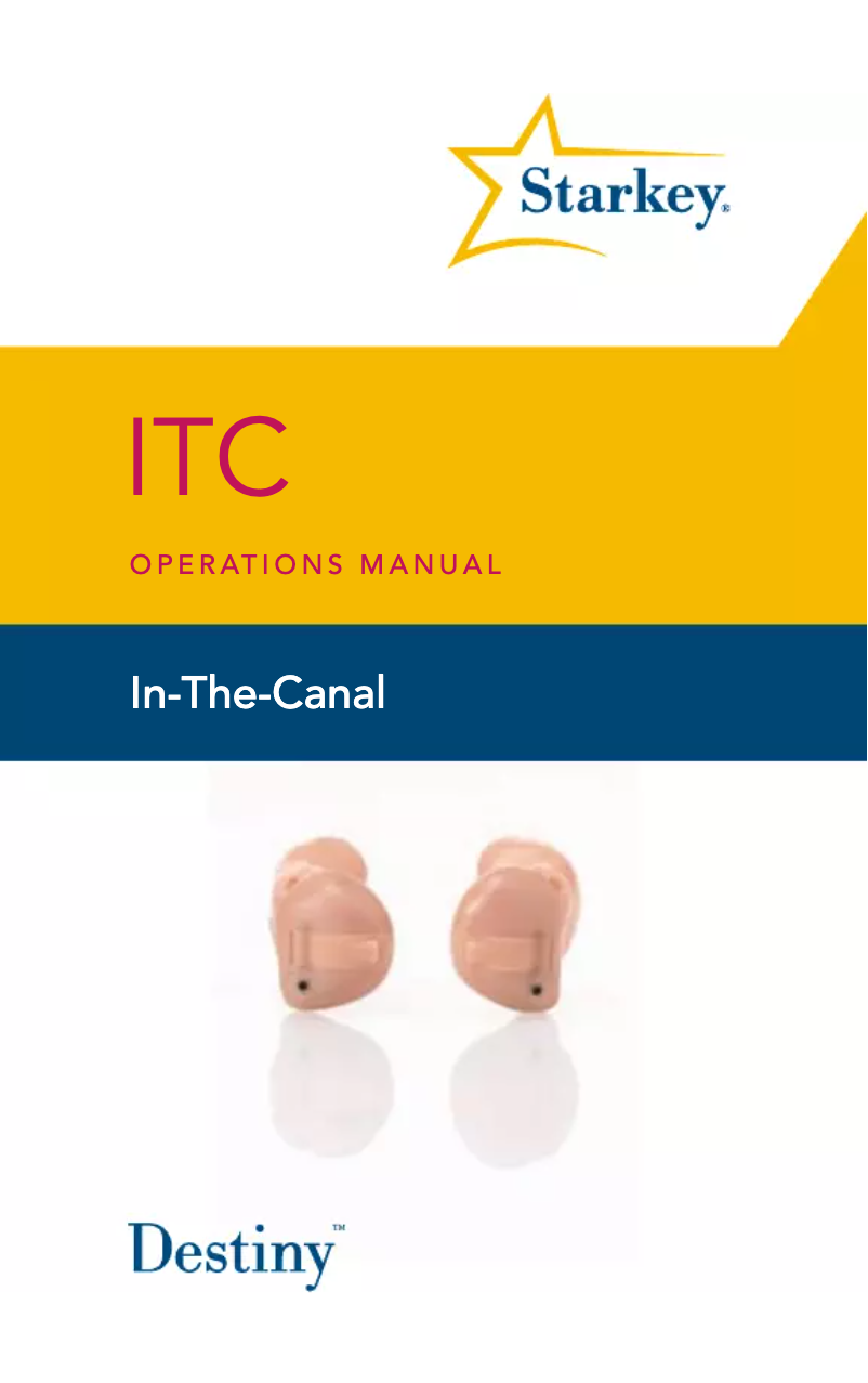 Page 1 de la notice Manuel utilisateur Starkey Destiny ITC