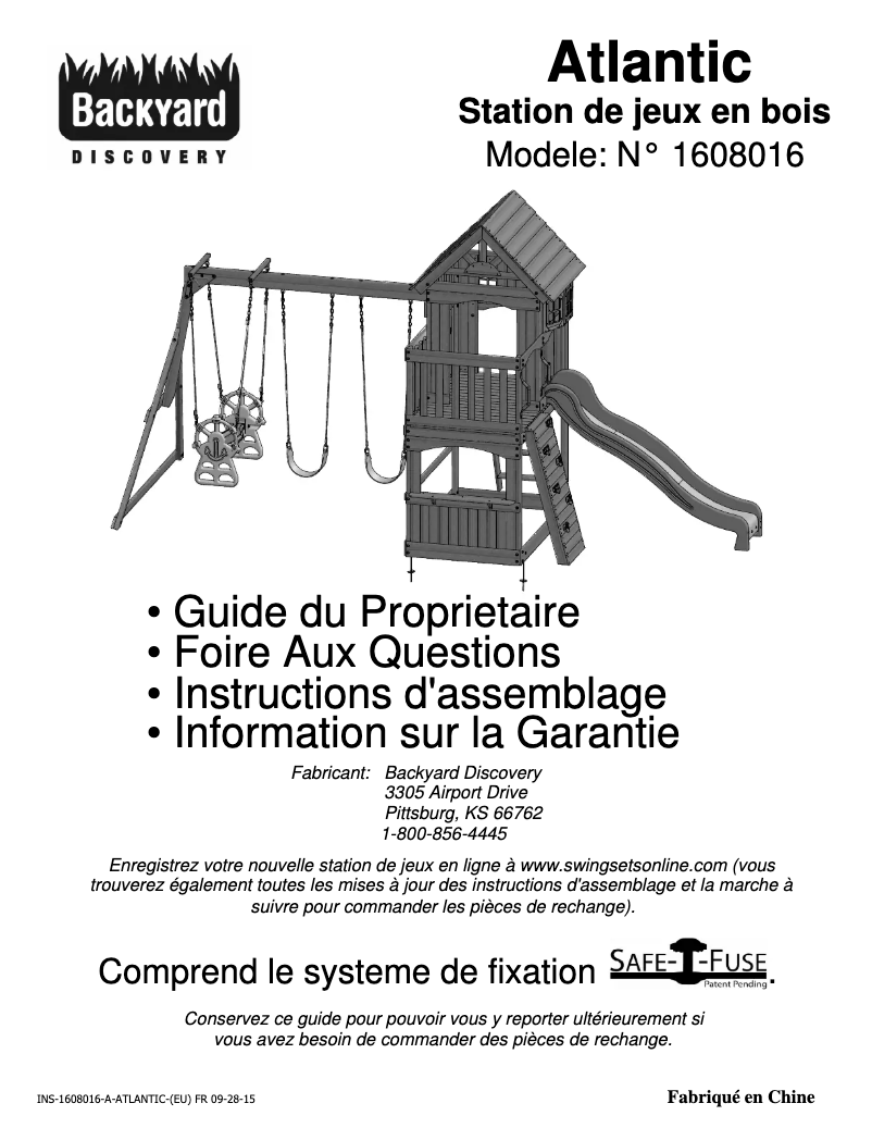 Page 1 de la notice Manuel utilisateur Backyard Discovery Atlantic