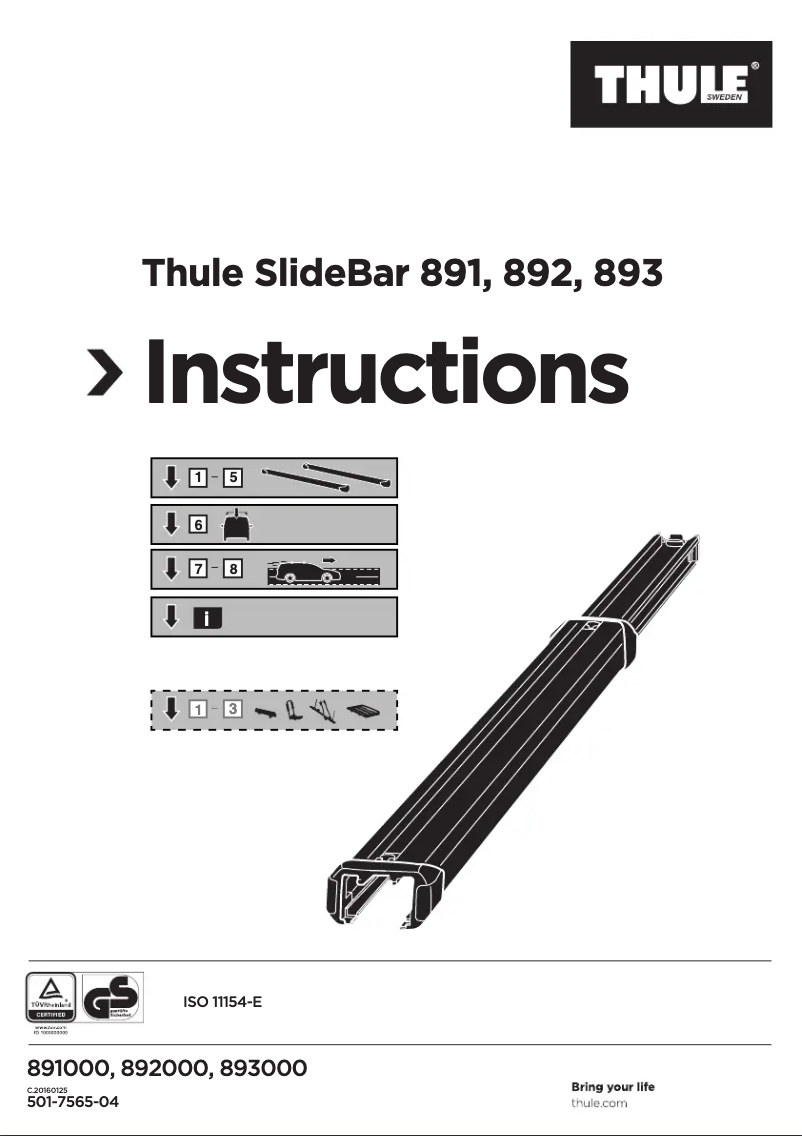 Page n°1 - Manuel utilisateur Thule SlideBar 892