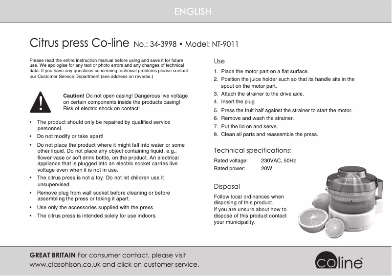 Image de la première page du manuel de l'appareil NT-9011