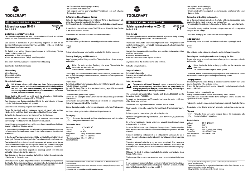 Page n°1 - Manuel utilisateur Toolcraft ZD-153