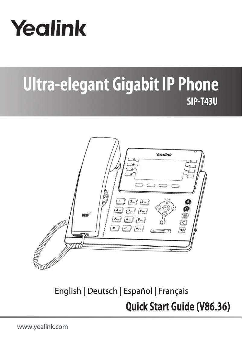 Imagen de la primera página del manual del dispositivo SIP-T43U