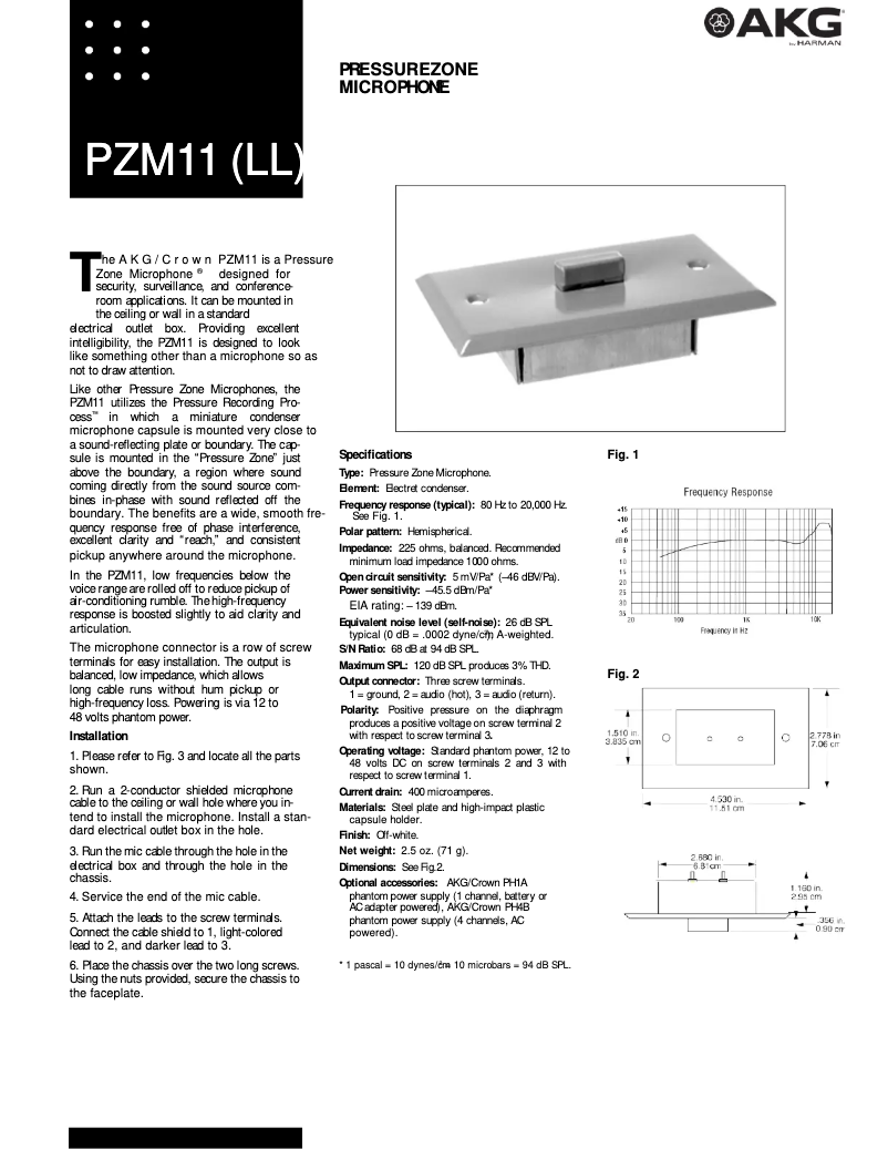 Page 1 de la notice Manuel utilisateur AKG PZM-11